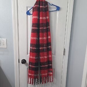 Victoria's Secret Red and Black Plaid Scarf
